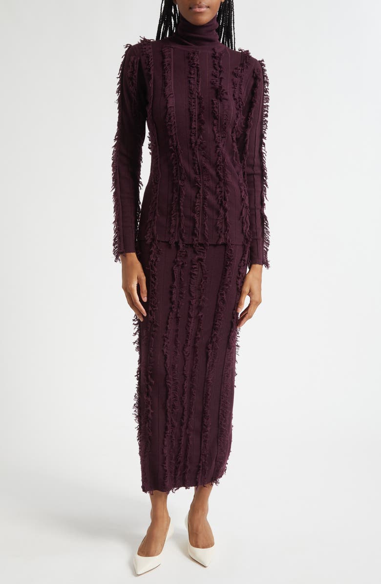 ZANKOV Evangeline Fringe Stripe Knit Pencil Skirt, Alternate, color, Pineau