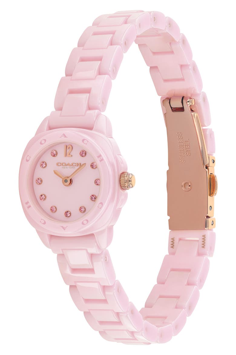 Kitt Pink Ceramic Bracelet Watch, 21mm, Alternate, color, PINK