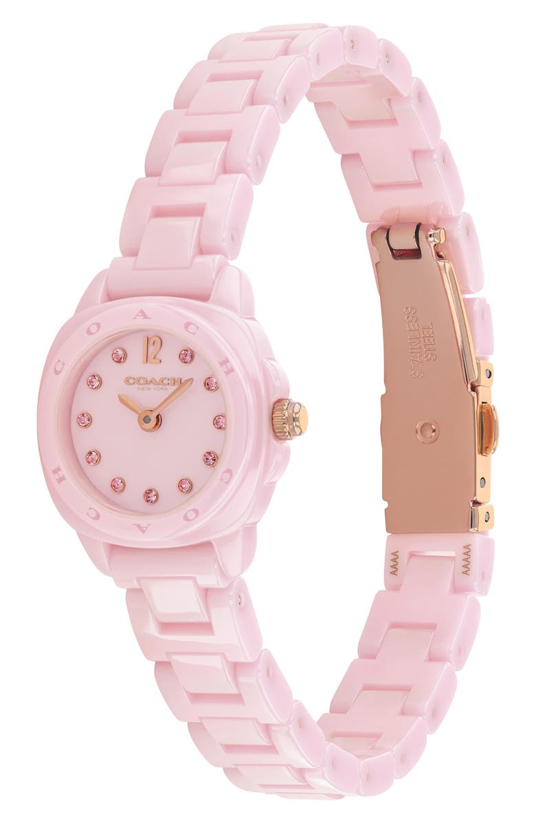 COACH Kitt Pink Ceramic Bracelet Watch, 21mm, Alternate, color, 