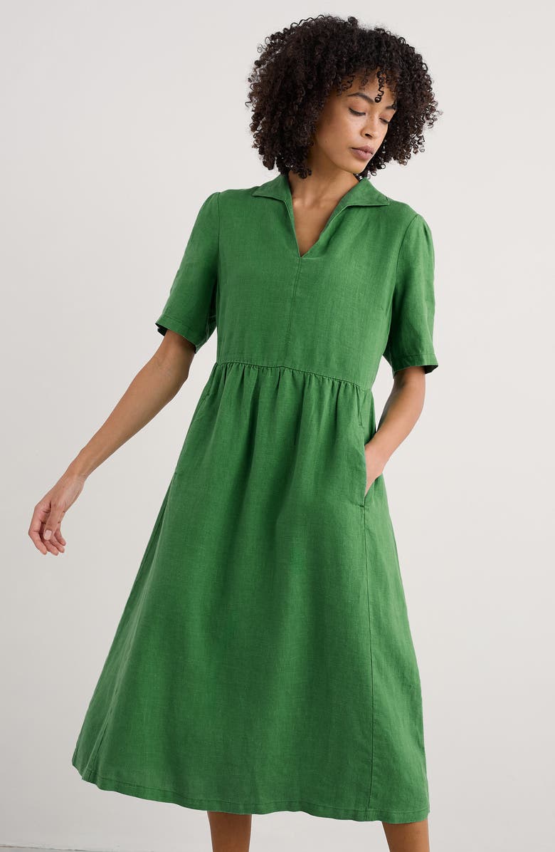 Seasalt Cornwall Fen Linen Midi Dress, Alternate, color, Hedgerow
