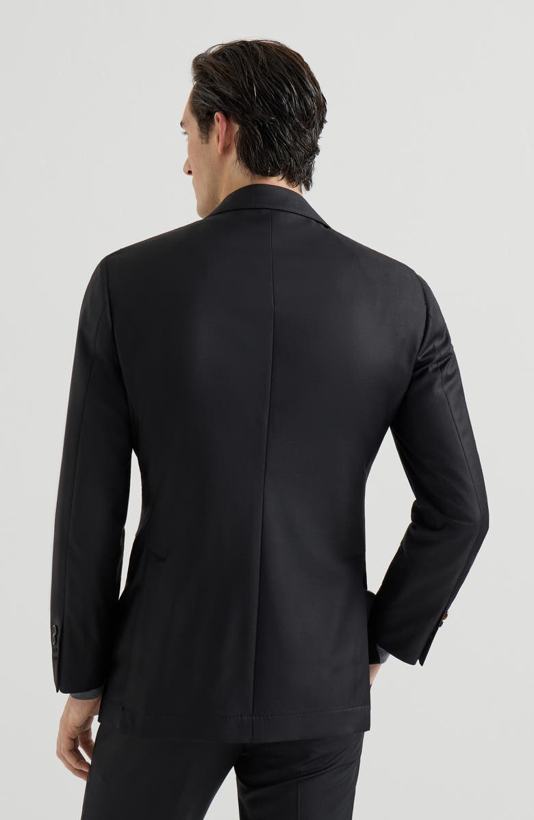 Brunello Cucinelli Super 150s virgin wool four season batavia twill blazer, Alternate, color, Black