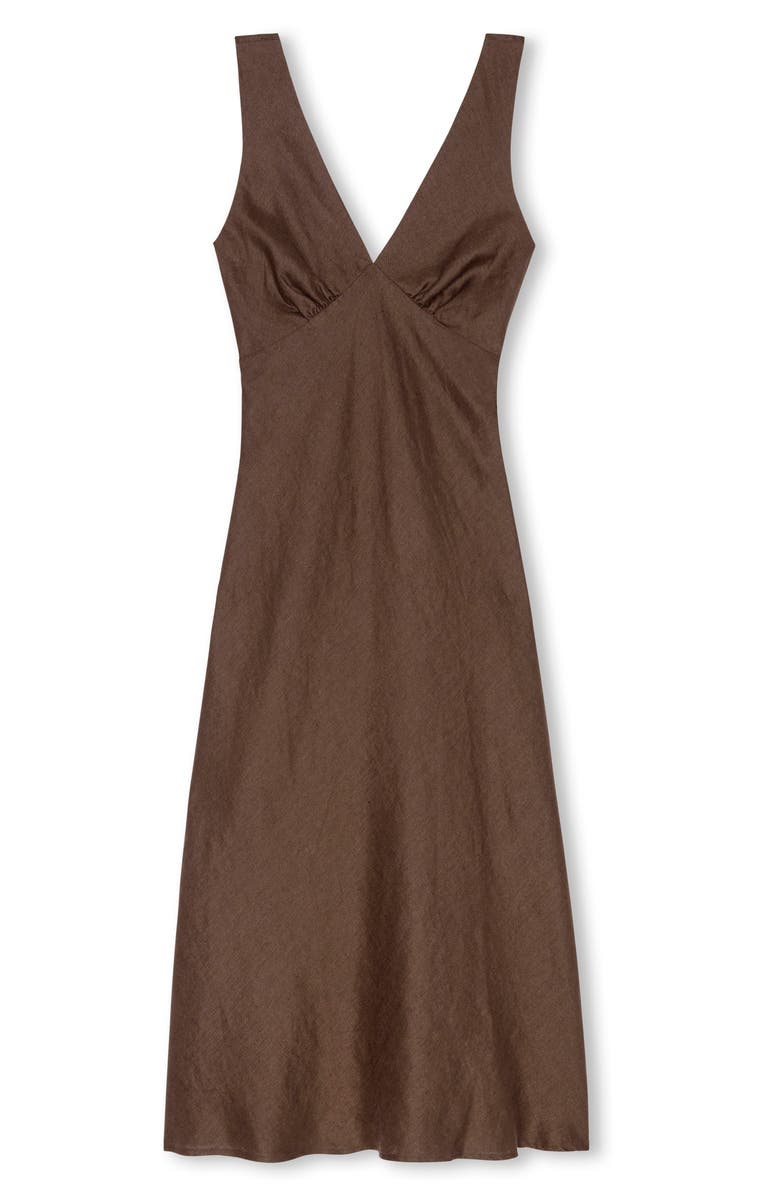 Rails Avianna Plunge Neck Linen Dress, Alternate, color, Espresso