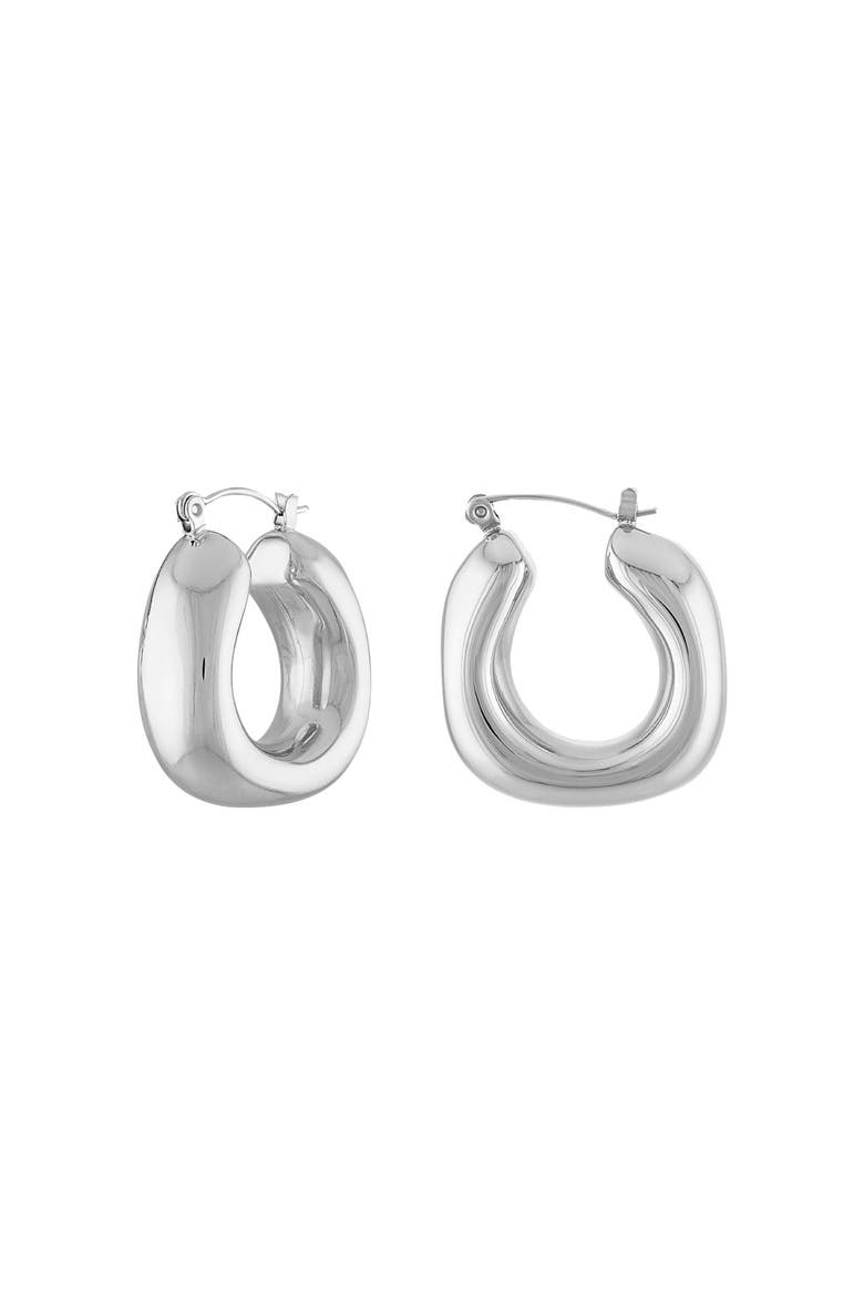 Square Tube Hoop Earrings, Main, color, Silver