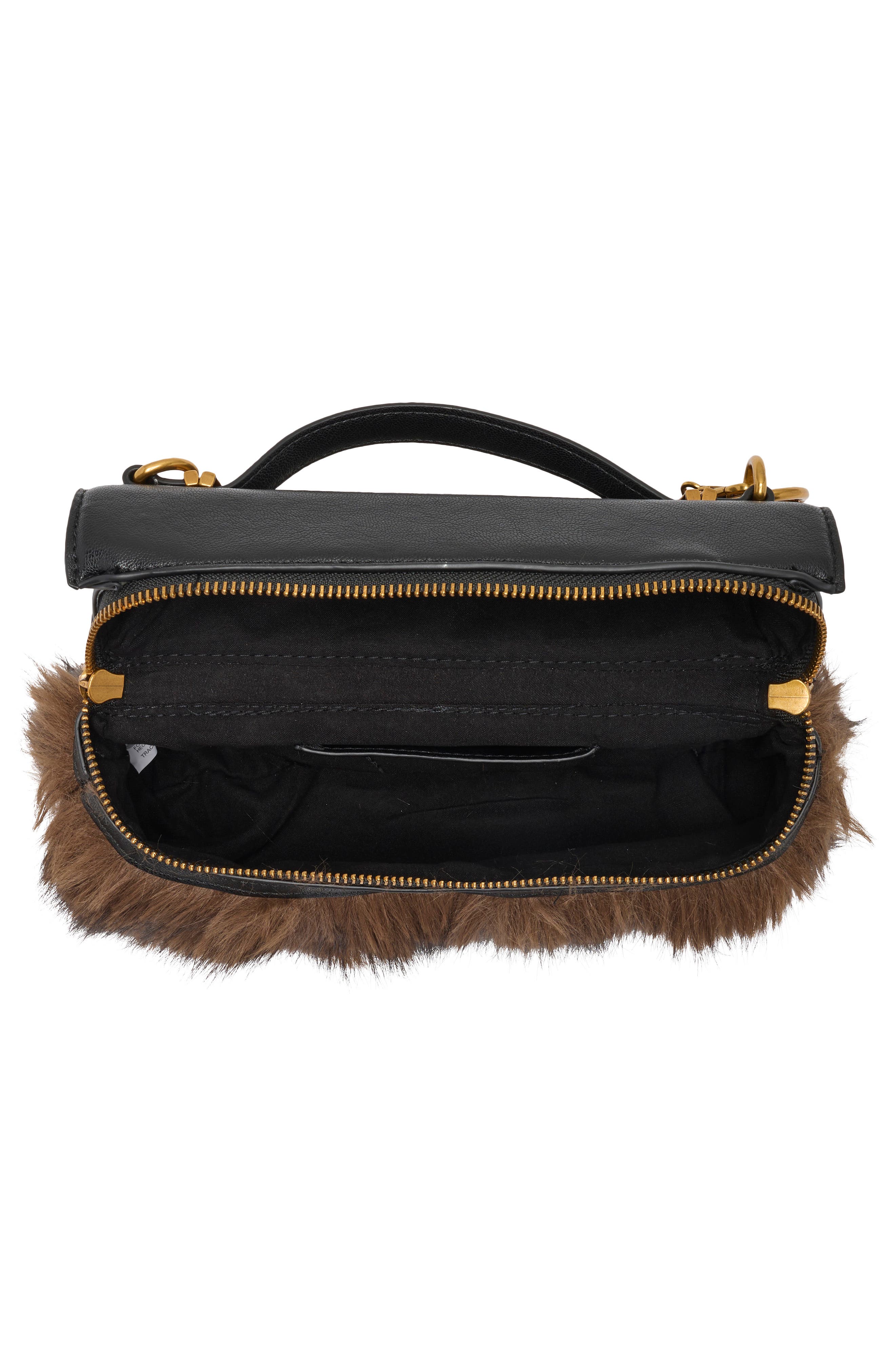Bedie Faux Leather & Faux Fur Crossbody Bag, Alternate, color, BLACK FUR