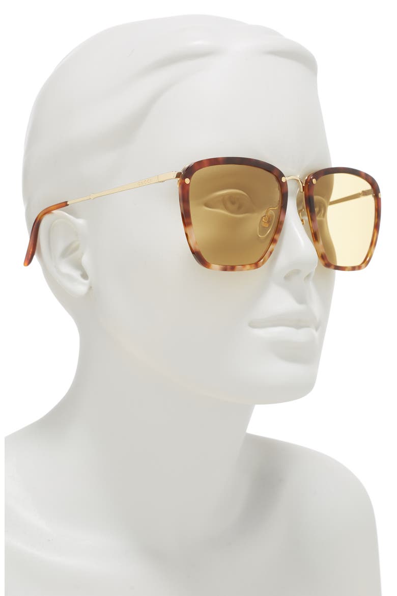 56mm Square Sunglasses, Alternate, color, HAVANA GOLD BROWN/ NIC