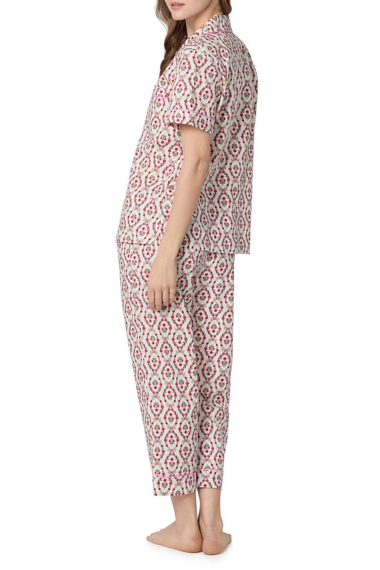 Print Organic Cotton Poplin Crop Pajamas, Alternate, color, OLIVIA