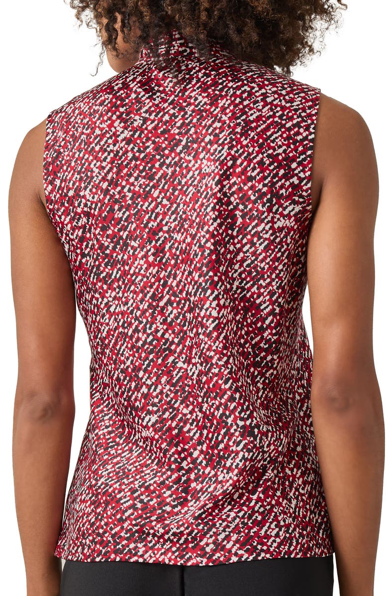 KASPER Abstract Print Tie Front Sleeveless Satin Top, Alternate, color, 