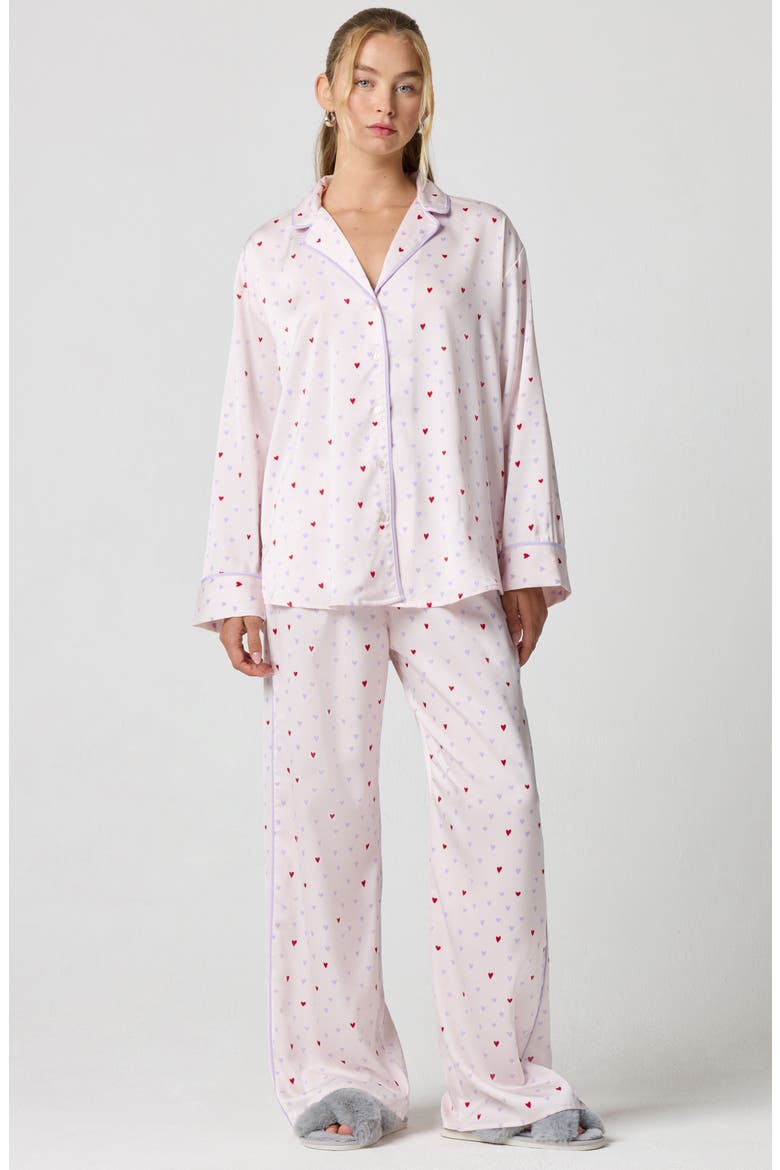 Dream Satin Pajama Shirt, Alternate, color, MULTI HEART