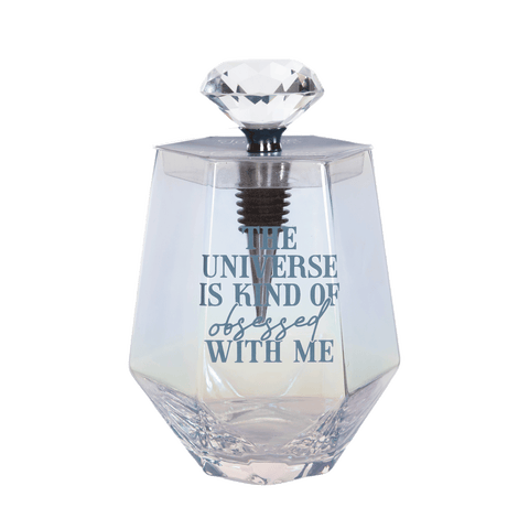 The Universe Wine Glass w/ Stopper Set of 2 Glass Clear 18 oz