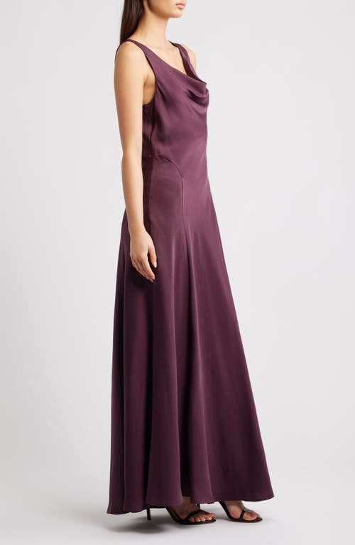 Wayf Tala Cowl Neck Satin Gown In Purple