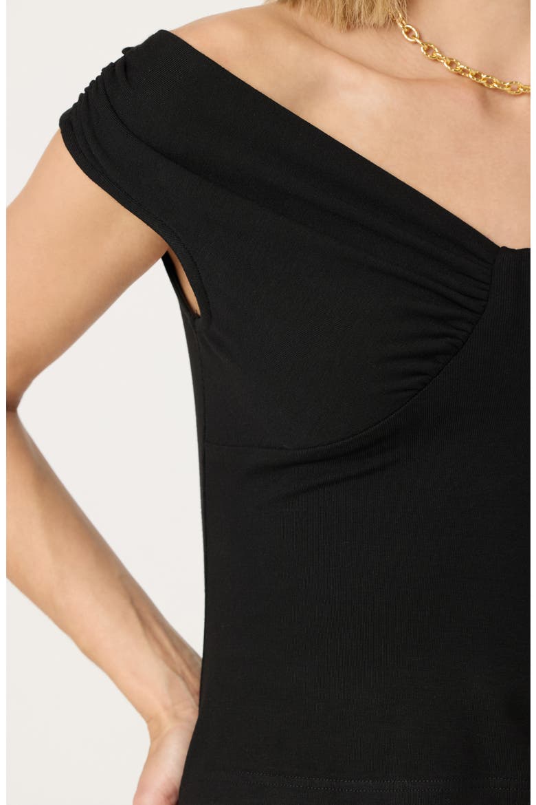 Ruched Off the Shoulder Top, Alternate, color, BLACK