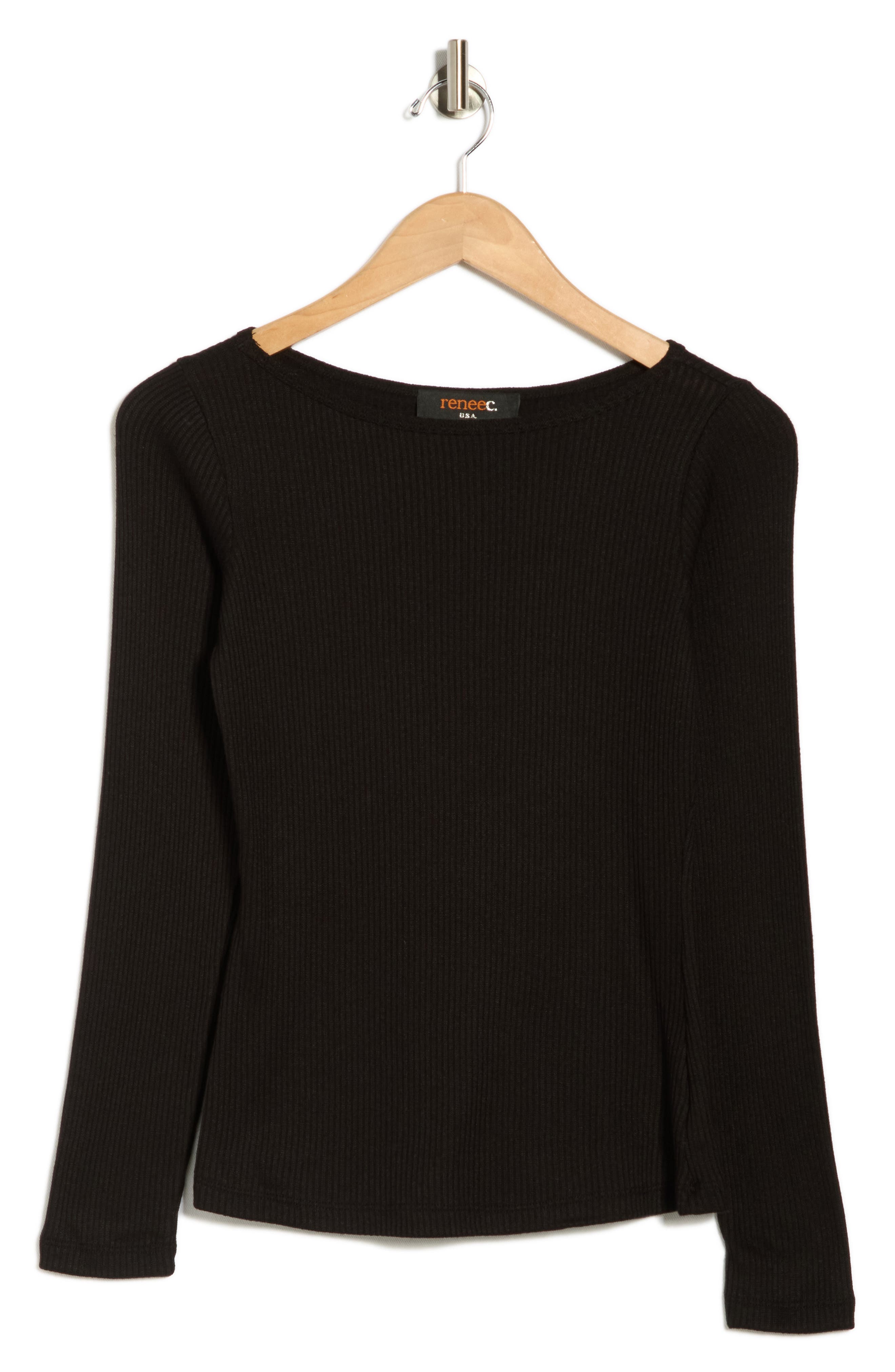Renee C Long Sleeve Ribbed Top