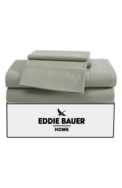 Eddie Bauer Solid 180 Thread Count Cotton Percale Sheet Set In Seagrass Green