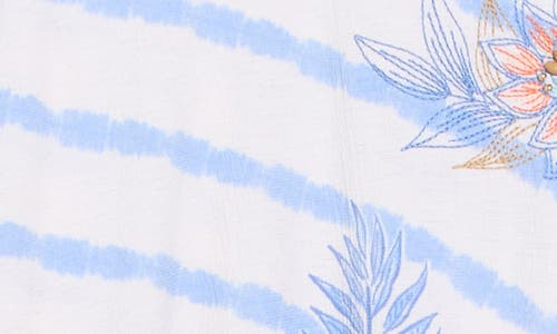 Ruby Rd. Plus Size Embellished Boho Stripe Top In Blue