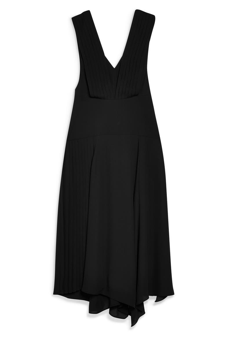 Pleated Pinafore Midi Dress, Alternate, color, BLACK