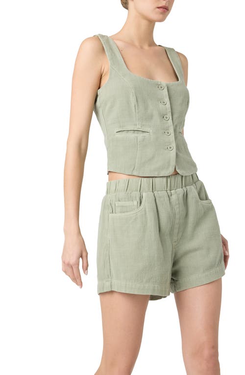 Blanknyc Button Front Vest In Desert Sage