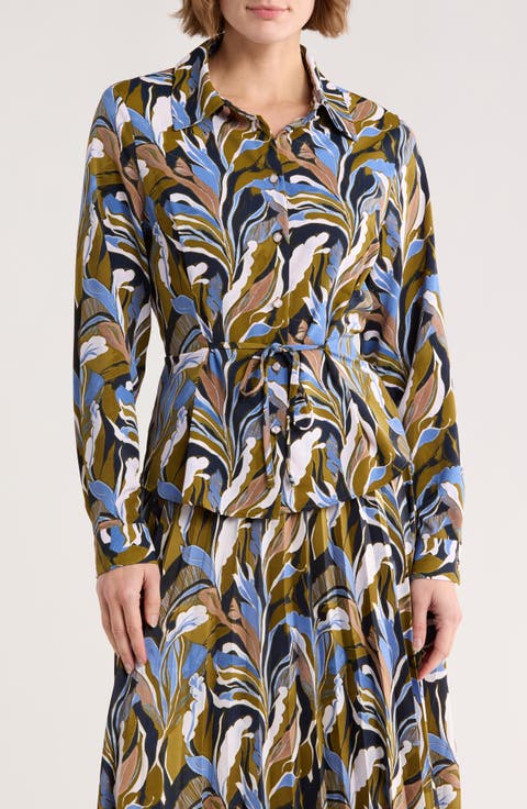 Side Tie Button-Up Shirt