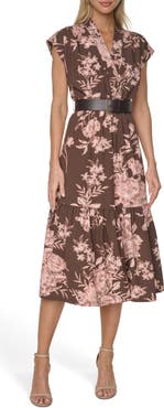 Calvin Klein Belted A-Line Commuter Dress