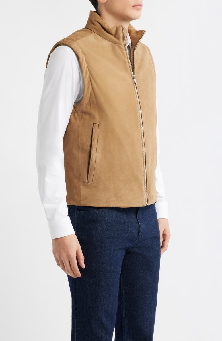 BOSS Marens Leather Vest, Alternate, color, Open Beige