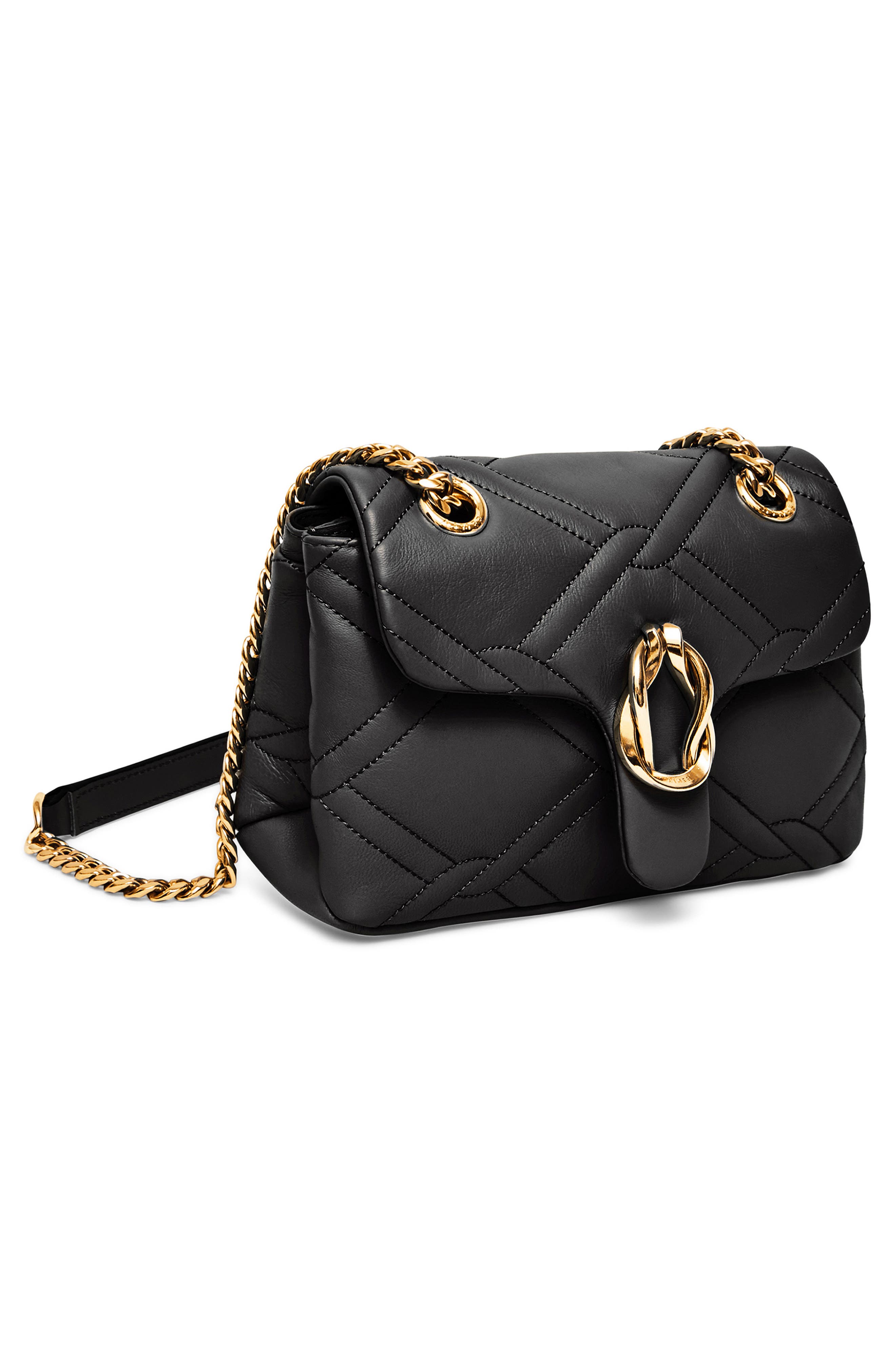 AIMEE Unity Box Quilted Leather Convertible Shoulder Bag, Alternate, color, Black