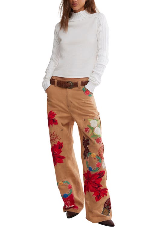 Free People Wtf Breezy Cable Knit Mock Neck Top In White