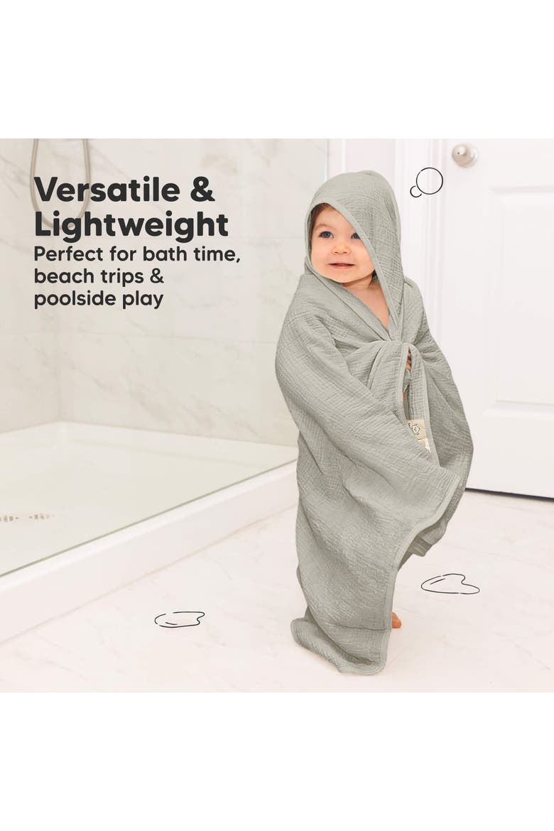 2-Pack Lyra Muslin Hooded Towels, Alternate, color, Steel