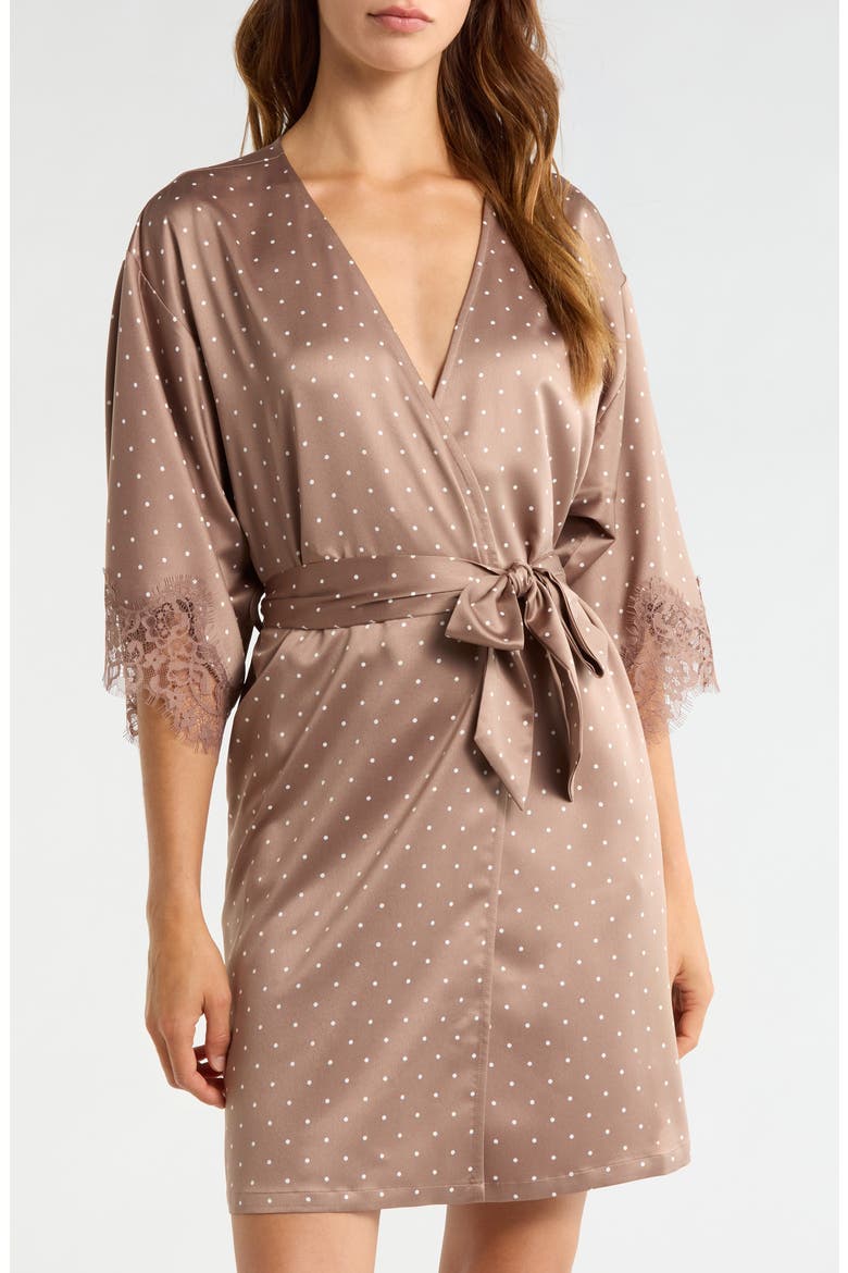 Midnight Satin Wrap, Main, color, BROWN- IVORY PIN DOT