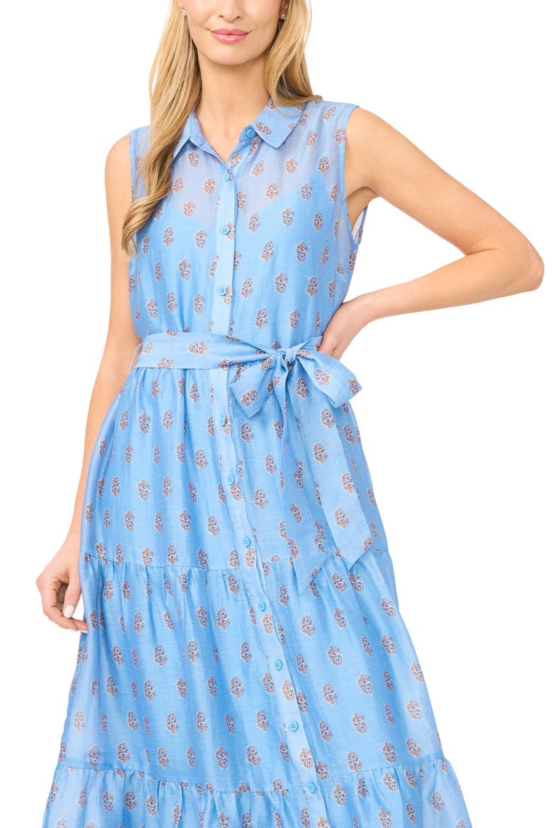 Scarf Print Sleeveless Shirtdress, Alternate, color, FROZEN FJORD