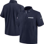 Nike Men's Nike Navy Dallas Cowboys 2024 Sideline Coach Short Sleeve Half-Zip Hoodie Jacket