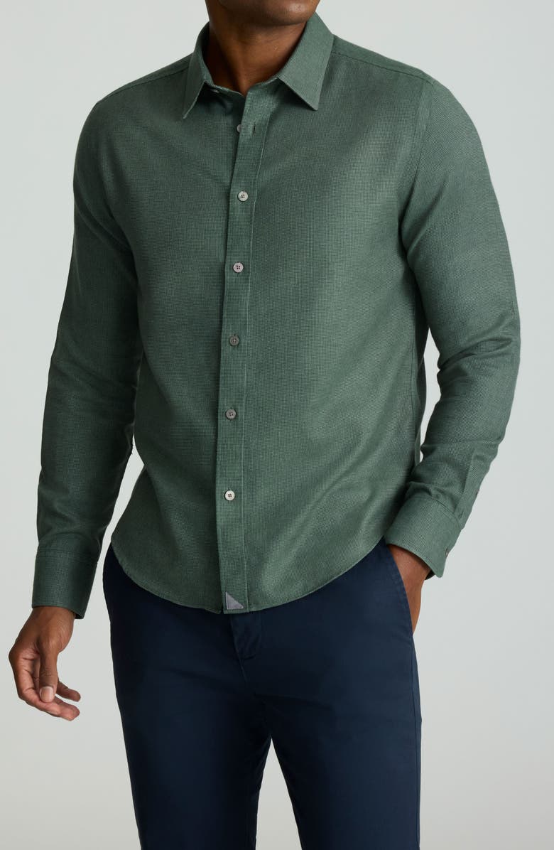 UNTUCKit Veneto Regular Fit Textured Wrinkle Free Cotton Button-Down Shirt, Main, color, Forest Green