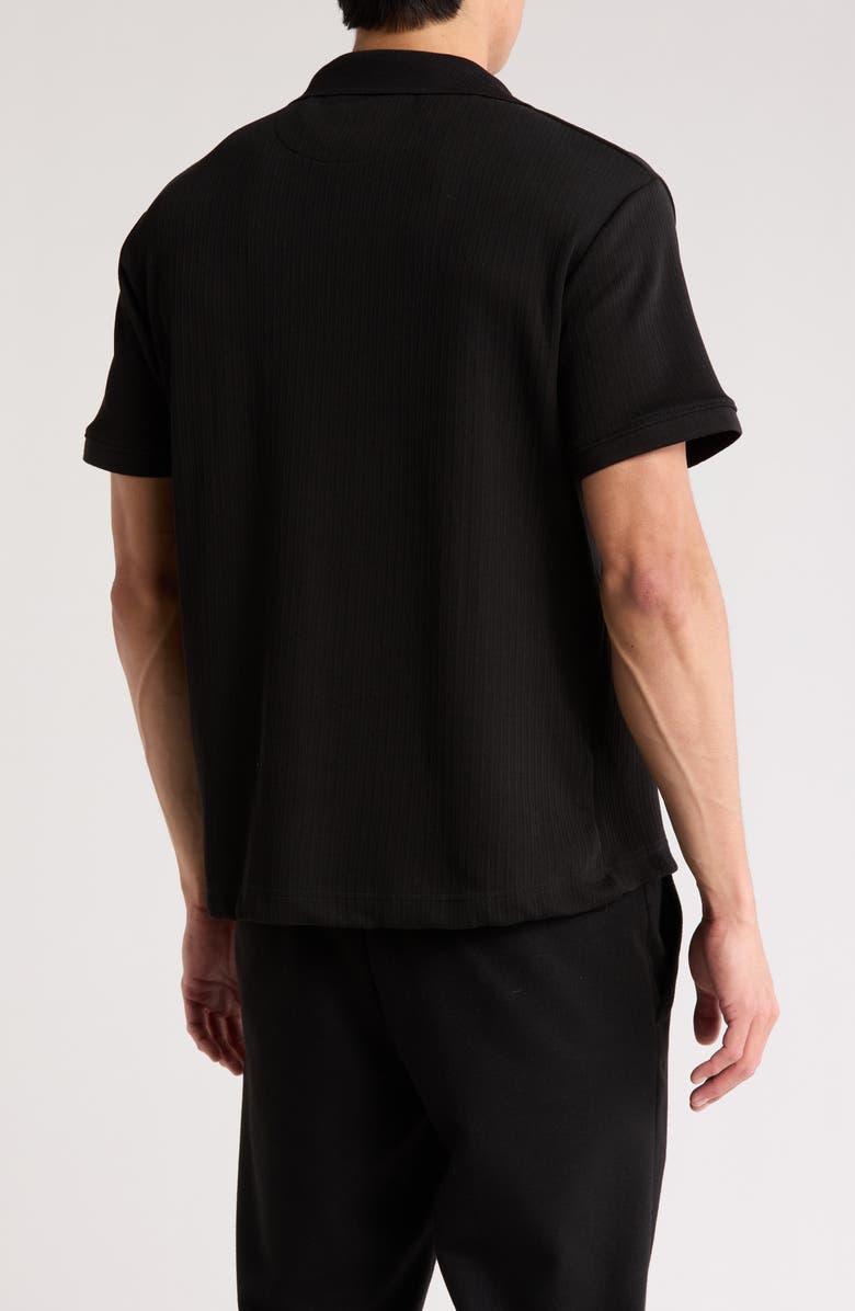 Cactus Man Black Knit Cotton Blend Camp Shirt, Alternate, color, Black