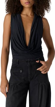 Free People We're Going Out Plunge Neck Bodysuit