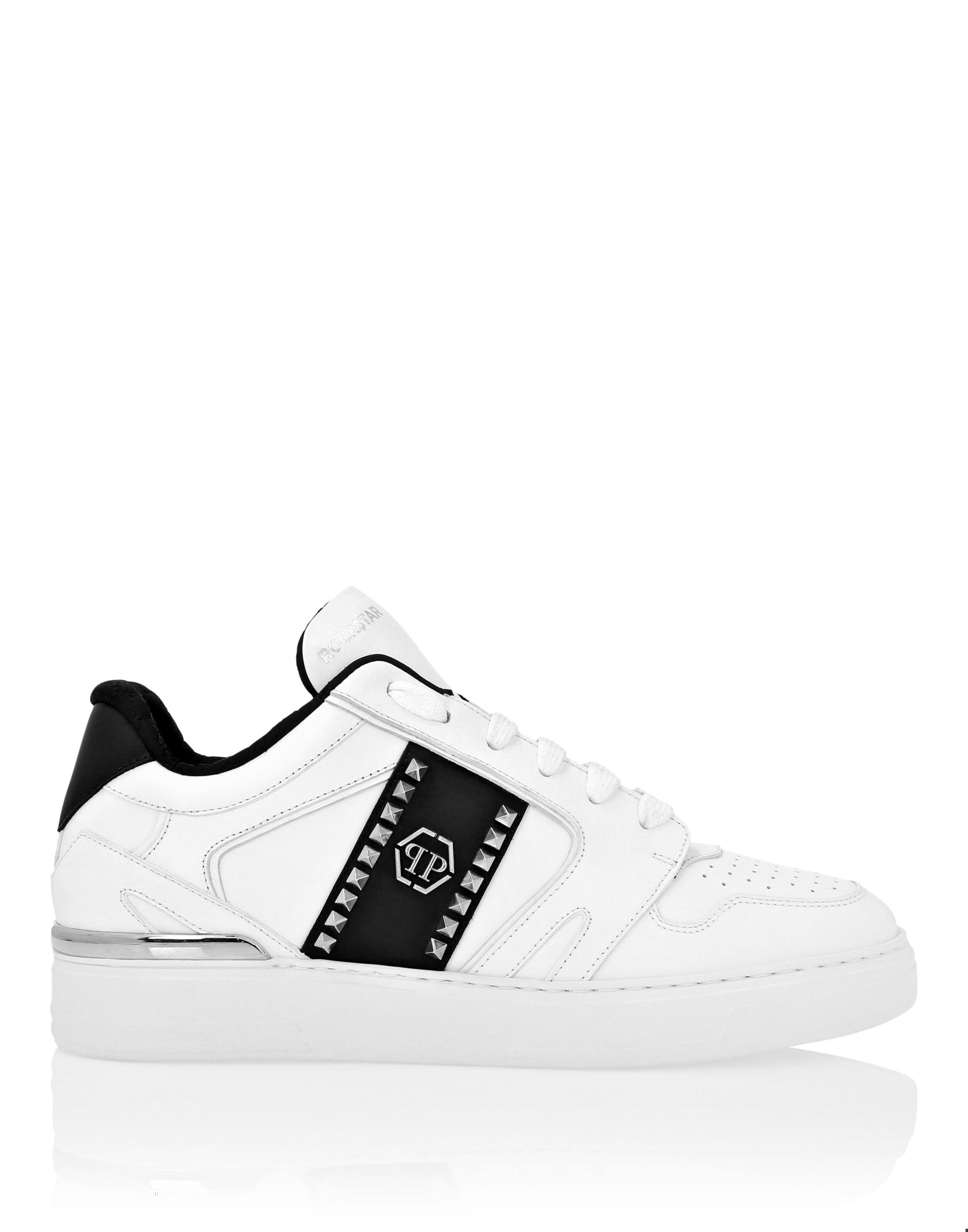 Nappa Leather Lo-Top Sneakers Studs Unisex, Alternate, color, white/black