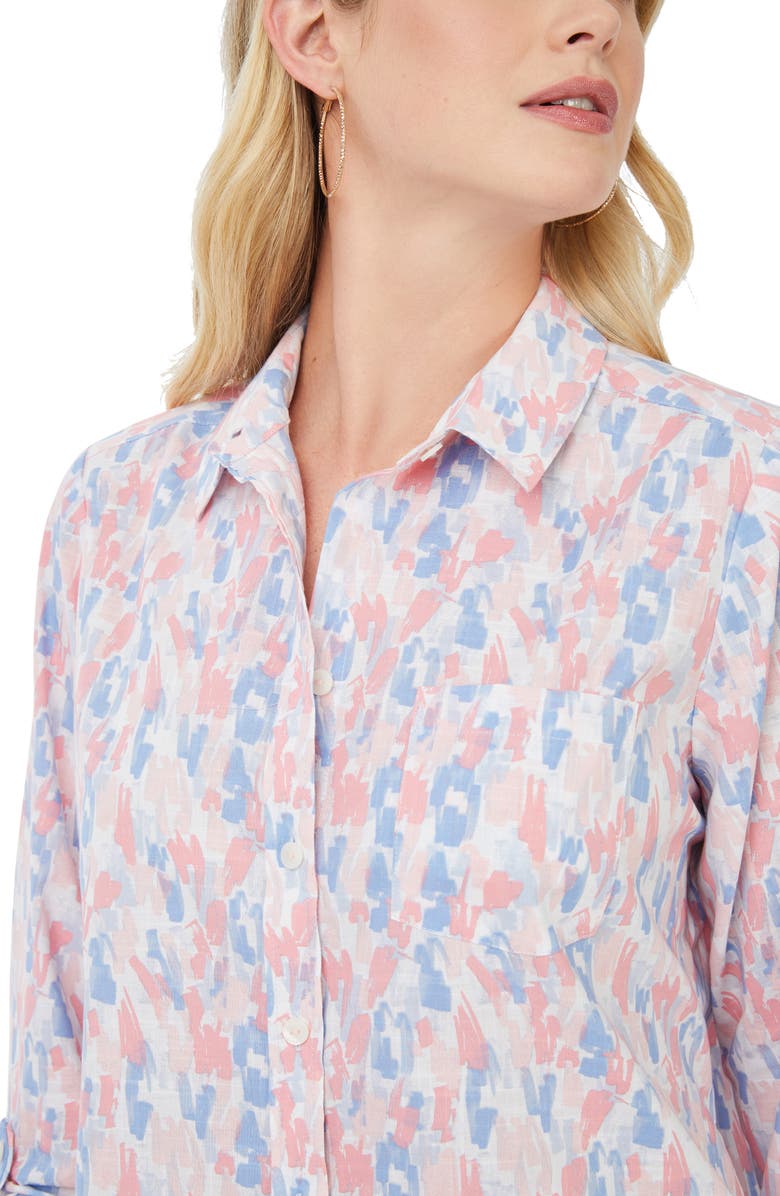Foxcroft Cole Print Wrinkle-Resistant Button-Up Shirt, Alternate, color, Blue Multi