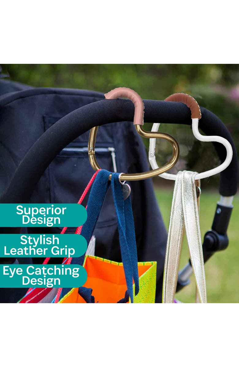 BuggyGear Heart Shaped Stroller Hook, Alternate, color, Silver/ Brown