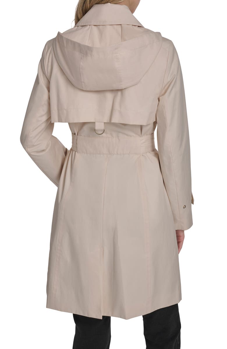 Cole Haan Signature Water Resistant Convertible Collar Belted Trench Coat with Removable Hood, Alternate, color, Light Sand