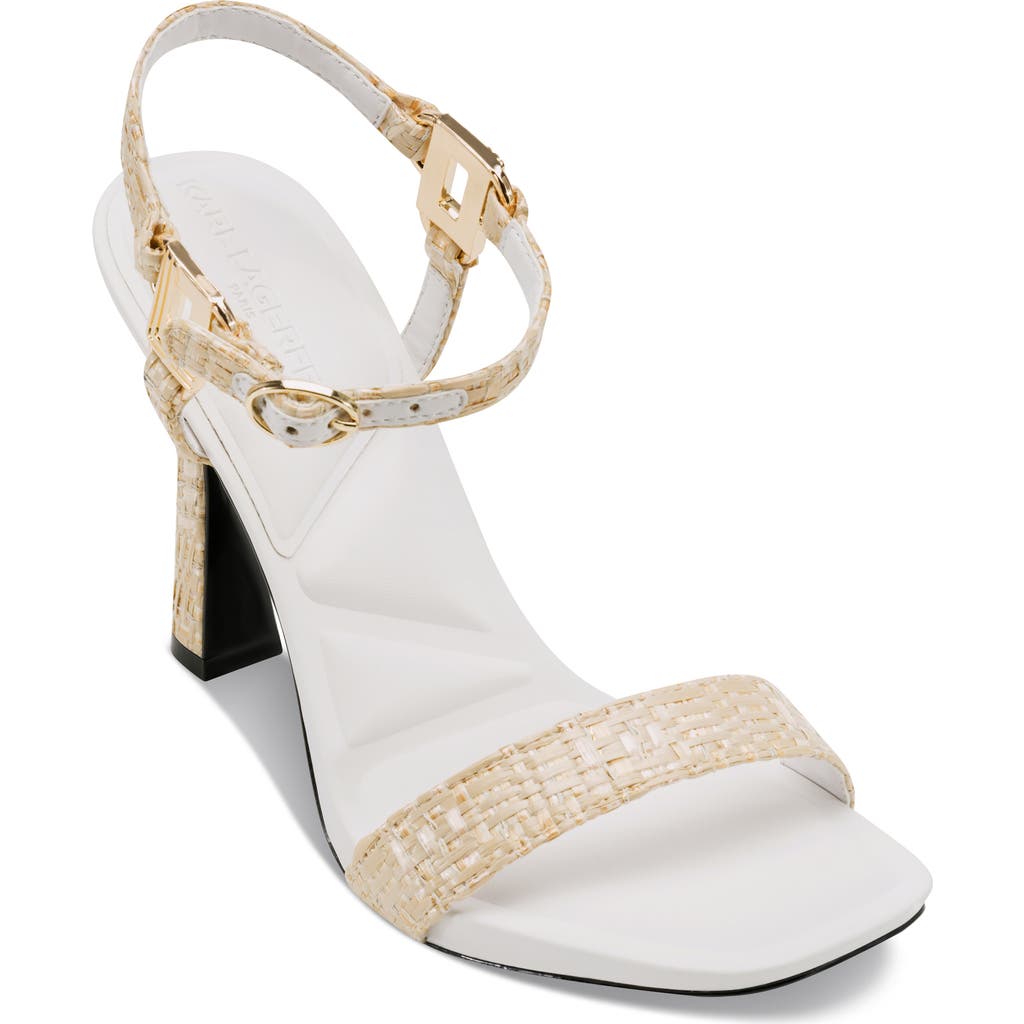 Karl Lagerfeld Paris Cybil Ankle Strap Sandal In Natural/bright White