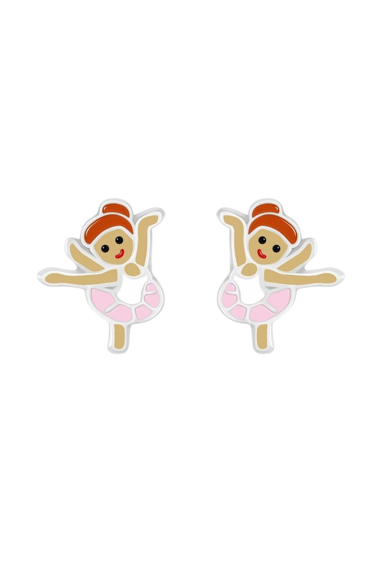 Kids' Sterling Silver Ballerina Stud Earrings in Gift Bottle, Alternate, color, Pink