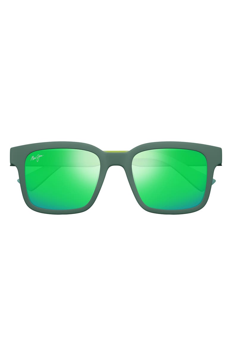 Maui Jim Opiopio AF 54mm PolarizedPlus2<sup>®</sup> Rectangular Sunglasses, Main, color, Matte Green W/ Greens Grad Int