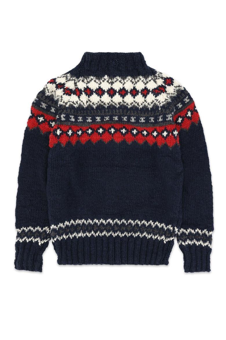 Navajo Pattern Merino Wool Pullover, Alternate, color, Navy Blue