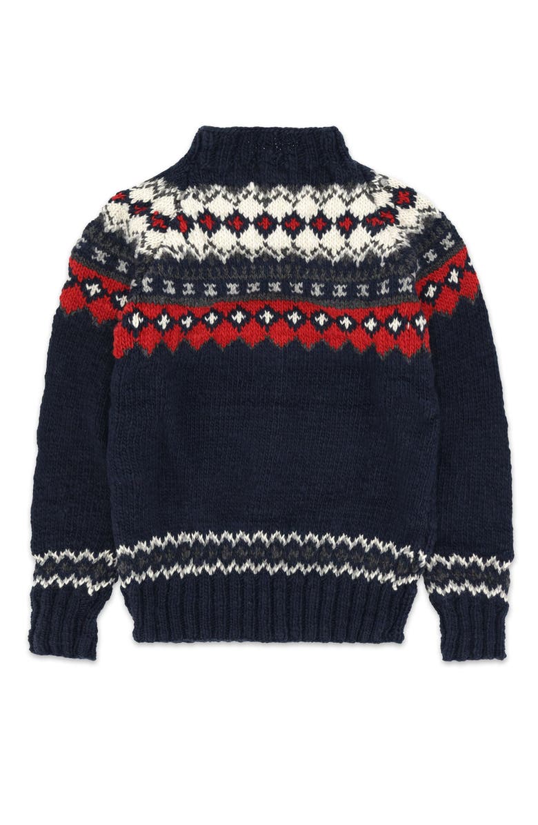 Fortela Navajo Pattern Merino Wool Pullover, Alternate, color, Navy Blue