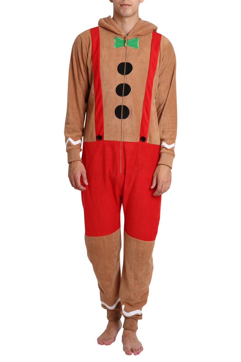 Novelty Gingerbread Fleece Bodysuit, Main, color, GINGERBREAD MAN