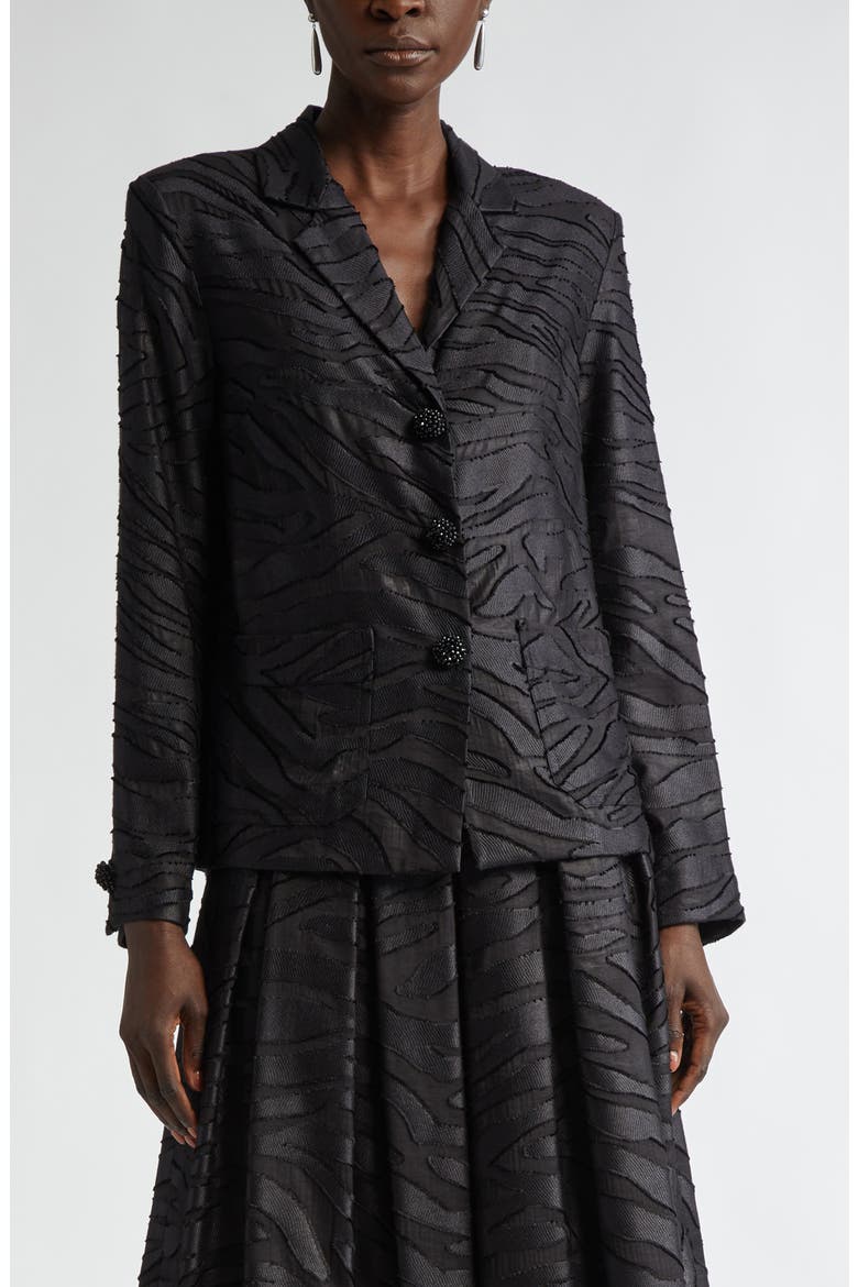 Zebra Fil Coupé Boxy Jacket, Main, color, BLACK