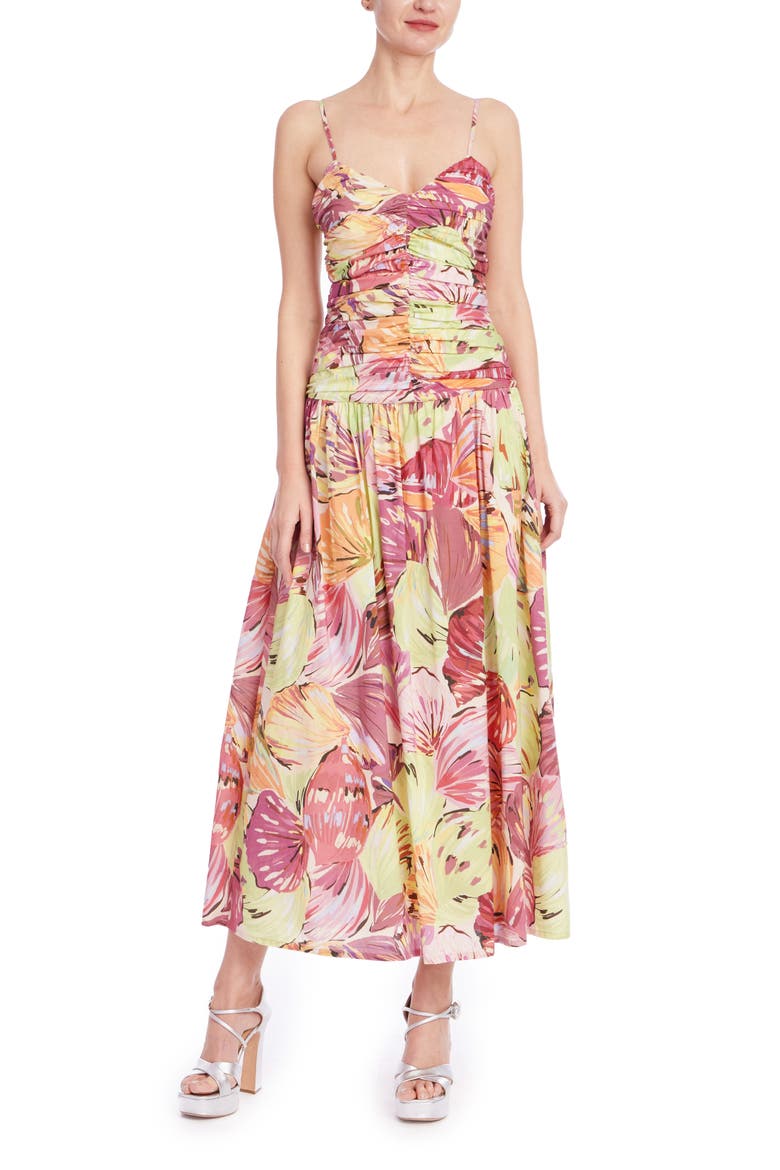 Floral Print Midi Dress, Main, color, PINK MULTI