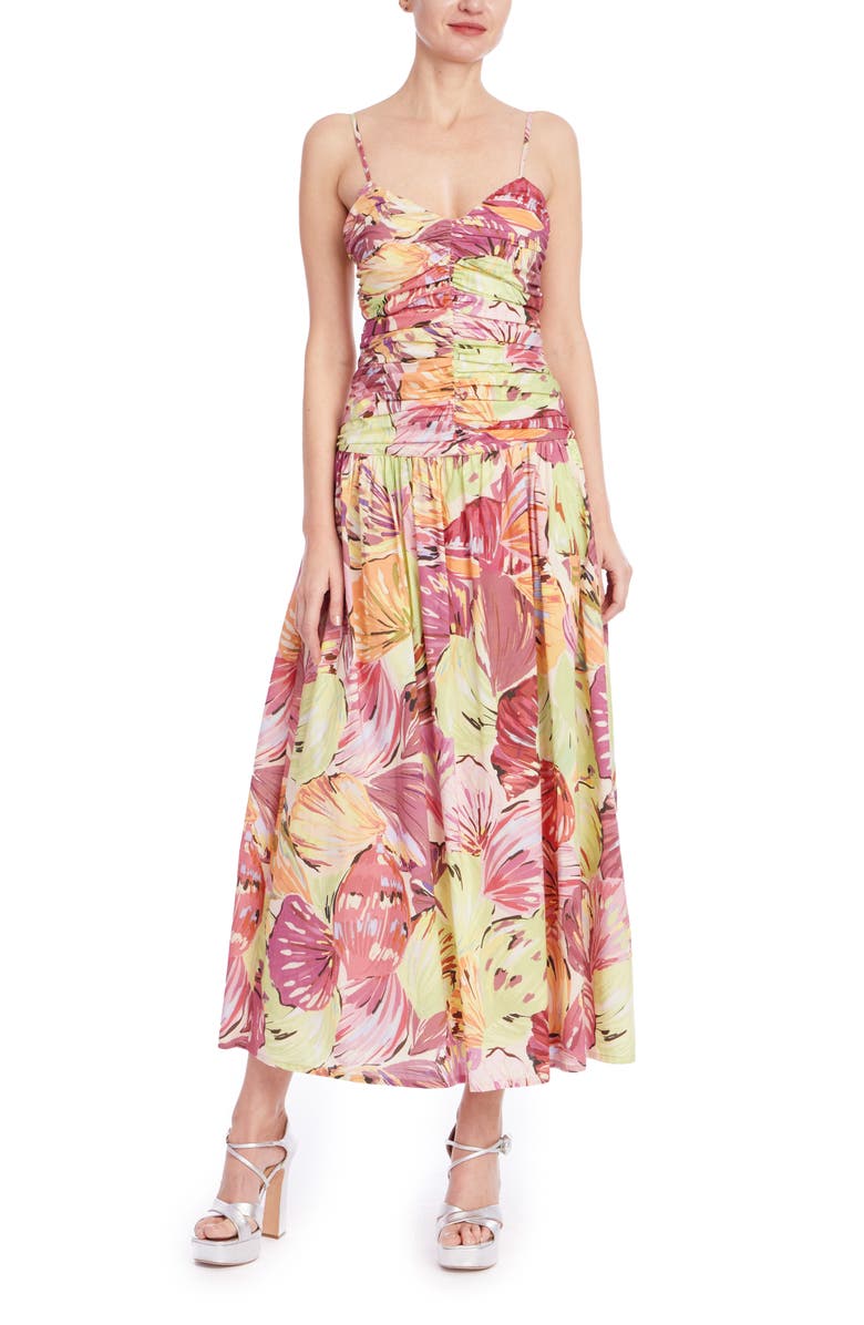 Jewel Badgley Mischka Floral Print Midi Dress, Main, color, Pink Multi