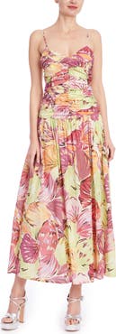 Jewel Badgley Mischka Floral Print Midi Dress