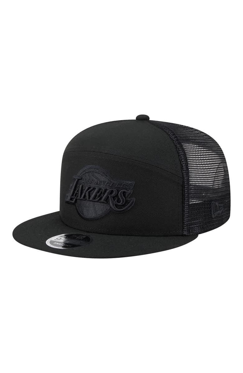 New Era Men's New Era Black Los Angeles Lakers Block Split Panel 9FIFTY Snapback Hat, Main, color, Black