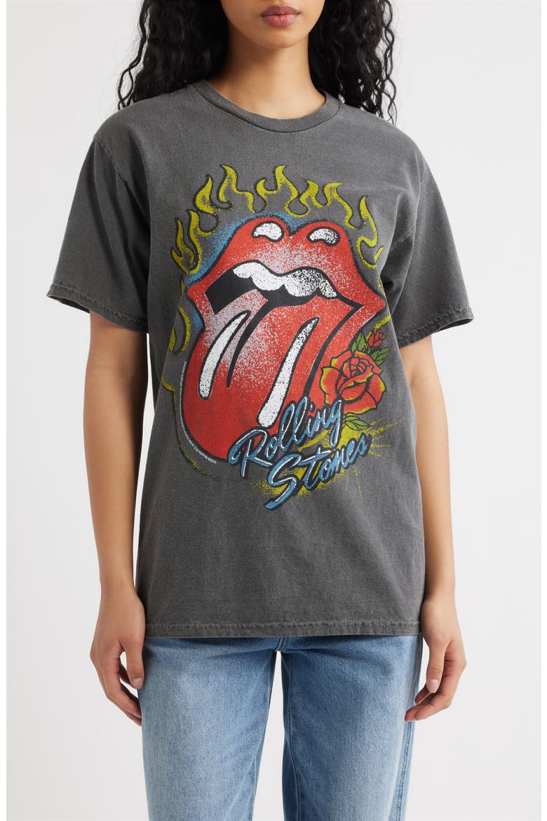 Rolling Stones Flaming Hot Lips Graphic T-Shirt, Main, color, VINTAGE BLACK