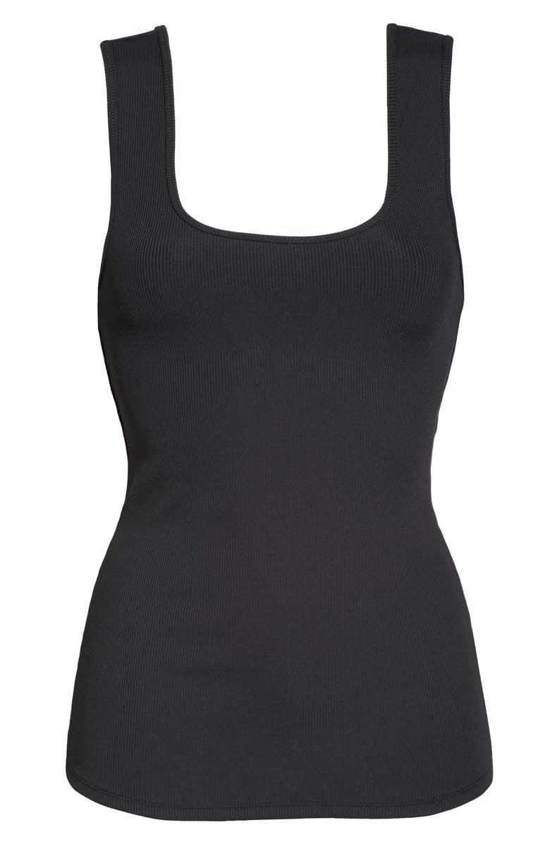 Zella Live In Square Neck Rib Stretch Recycled Polyester Tank, Alternate, color,