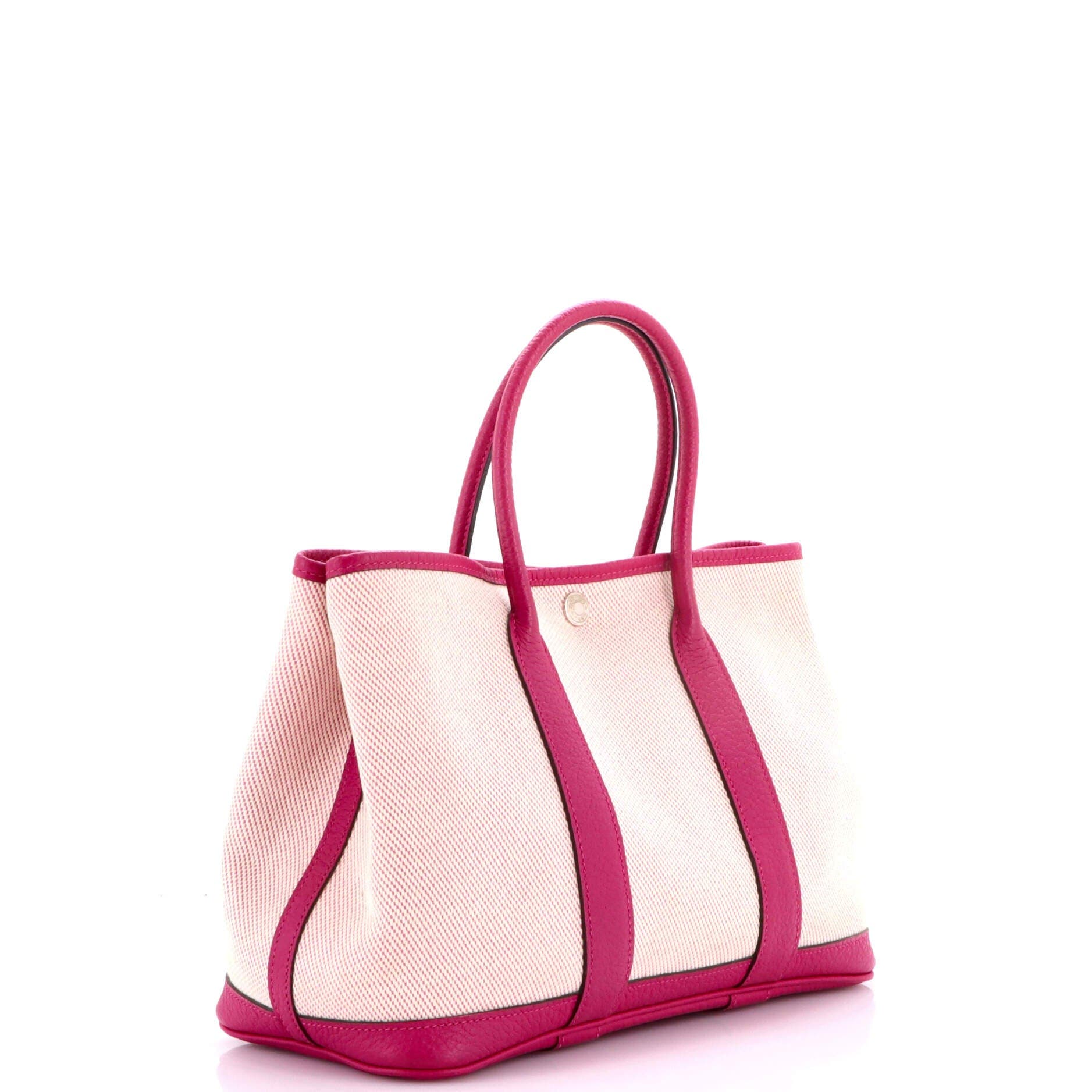 Pre-Owned Hermes Garden Party Tote Toile and Leather 30, Alternate, color, Rose Pourpre